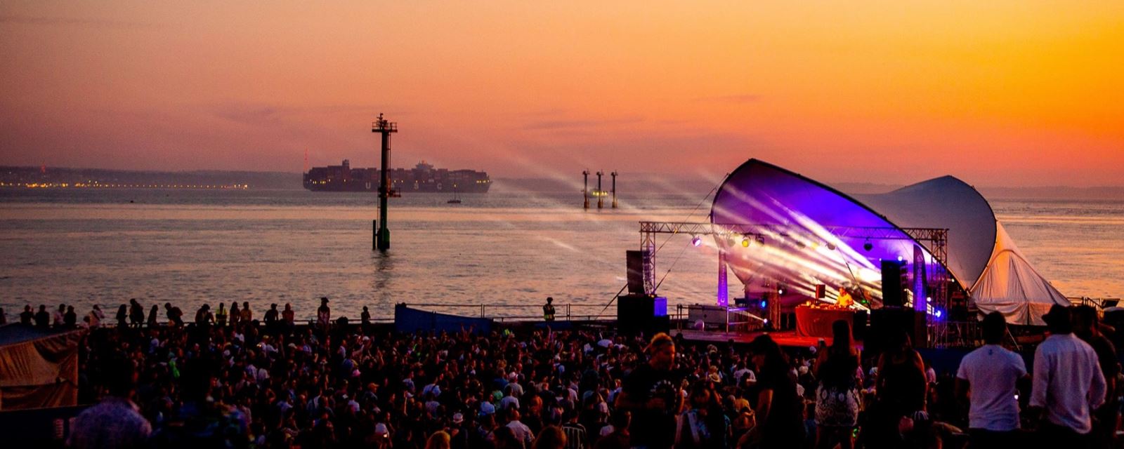 Sunset at the Victorious Festival seaside stage